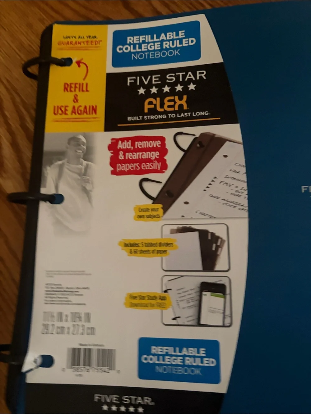 Five Star Blue Refillable Notebook Sleeve with Orange Pouch